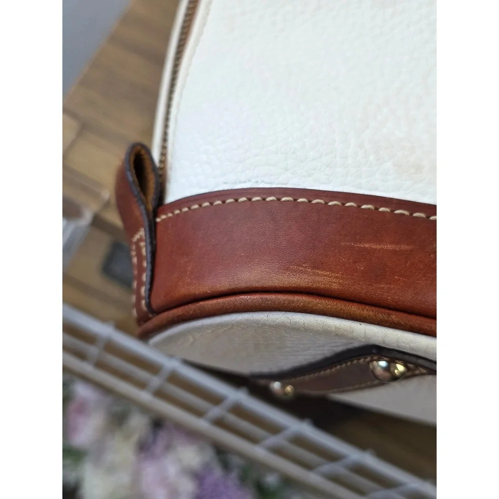 Dooney & Bourke Zip Zip Domed Satchel Pebble Grain Leather Crossbody Bag White